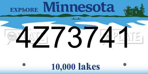 4Z73741 Minnesota License Plate