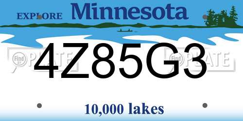 4Z85G3 Minnesota License Plate