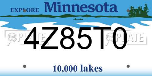 4Z85T0 Minnesota License Plate