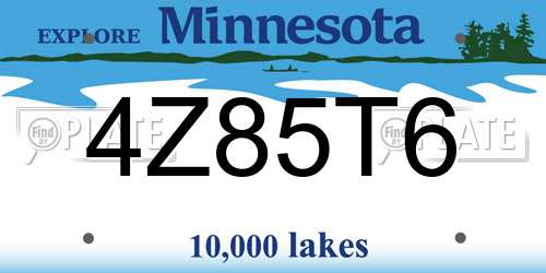 4Z85T6 Minnesota License Plate