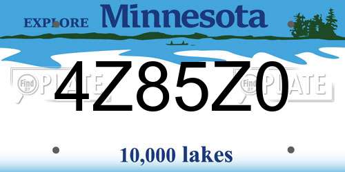 4Z85Z0 Minnesota License Plate