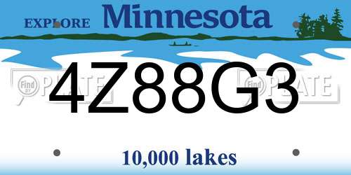 4Z88G3 Minnesota License Plate
