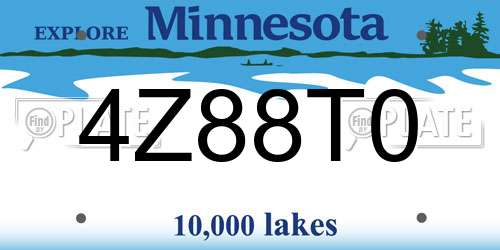 4Z88T0 Minnesota License Plate