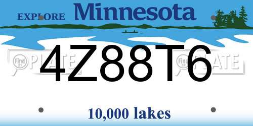 4Z88T6 Minnesota License Plate