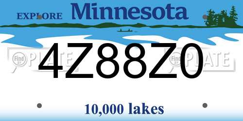 4Z88Z0 Minnesota License Plate