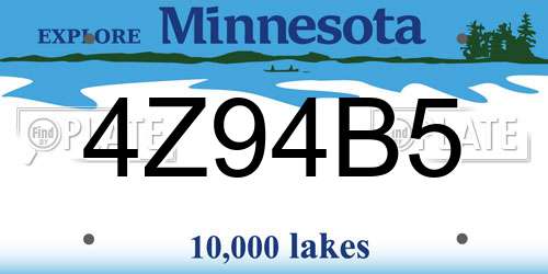4Z94B5 Minnesota License Plate