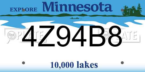 4Z94B8 Minnesota License Plate