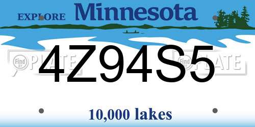4Z94S5 Minnesota License Plate
