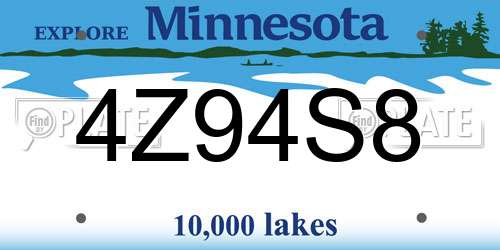 4Z94S8 Minnesota License Plate