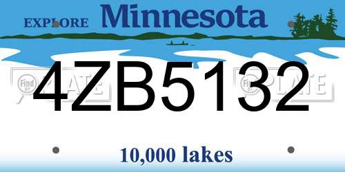 4ZB5132 Minnesota License Plate