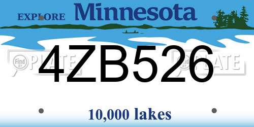 4ZB526 Minnesota License Plate