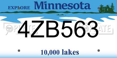 4ZB563 Minnesota License Plate