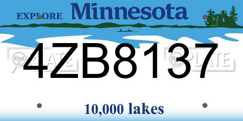 4ZB8137 Minnesota License Plate