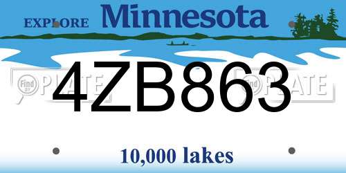 4ZB863 Minnesota License Plate