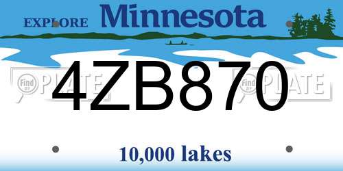 4ZB870 Minnesota License Plate