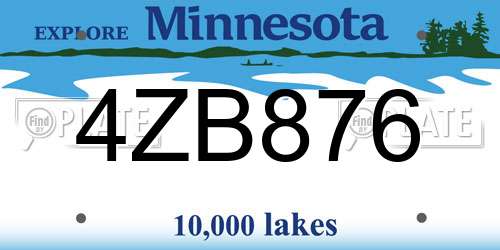 4ZB876 Minnesota License Plate