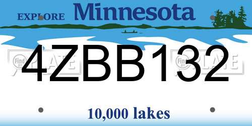 4ZBB132 Minnesota License Plate