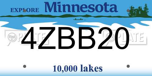 4ZBB20 Minnesota License Plate