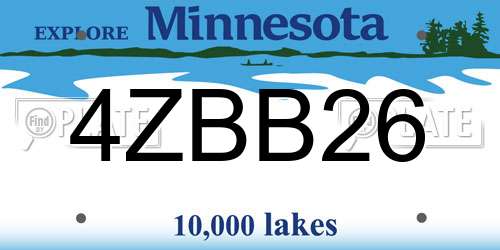 4ZBB26 Minnesota License Plate