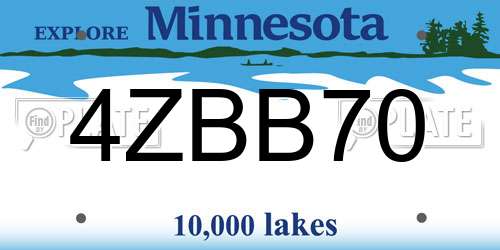 4ZBB70 Minnesota License Plate