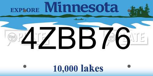4ZBB76 Minnesota License Plate