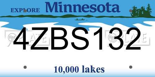 4ZBS132 Minnesota License Plate