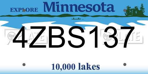 4ZBS137 Minnesota License Plate