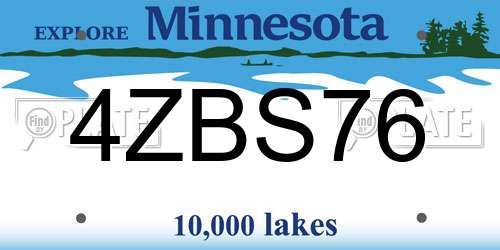 4ZBS76 Minnesota License Plate