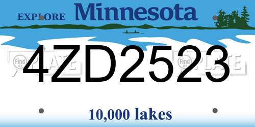 4ZD2523 Minnesota License Plate