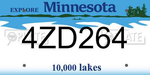 4ZD264 Minnesota License Plate
