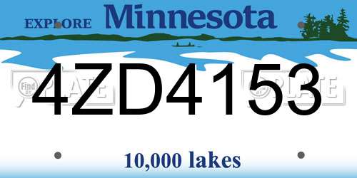 4ZD4153 Minnesota License Plate