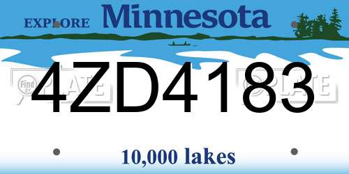4ZD4183 Minnesota License Plate