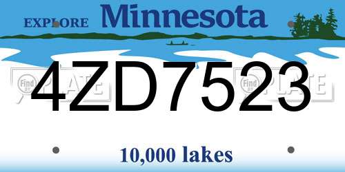 4ZD7523 Minnesota License Plate