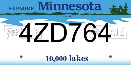4ZD764 Minnesota License Plate