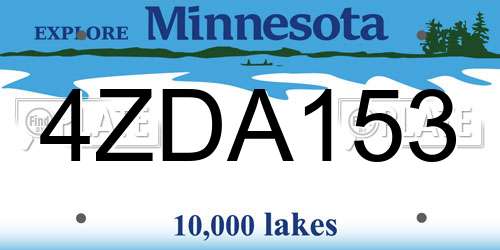 4ZDA153 Minnesota License Plate