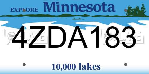 4ZDA183 Minnesota License Plate