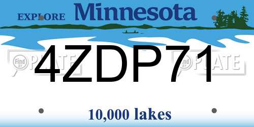 4ZDP71 Minnesota License Plate