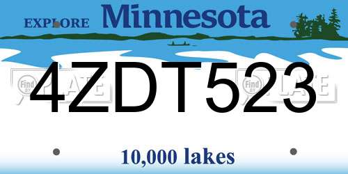4ZDT523 Minnesota License Plate