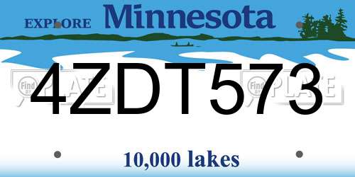 4ZDT573 Minnesota License Plate