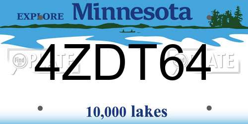 4ZDT64 Minnesota License Plate