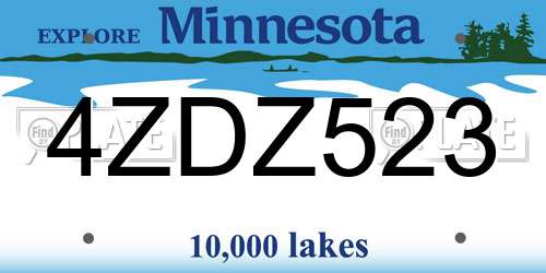 4ZDZ523 Minnesota License Plate
