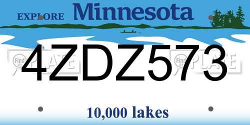4ZDZ573 Minnesota License Plate