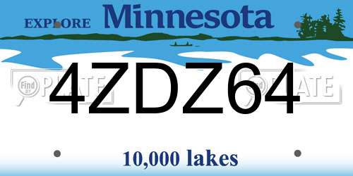 4ZDZ64 Minnesota License Plate