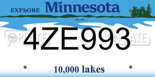 4ZE993 Minnesota License Plate