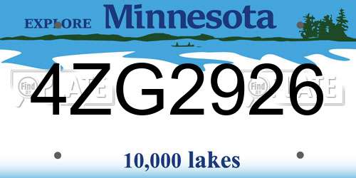 4ZG2926 Minnesota License Plate