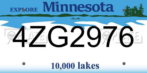 4ZG2976 Minnesota License Plate