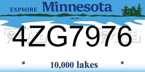 4ZG7976 Minnesota License Plate