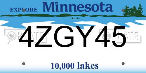 4ZGY45 Minnesota License Plate