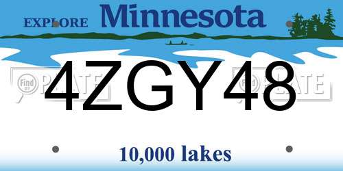 4ZGY48 Minnesota License Plate