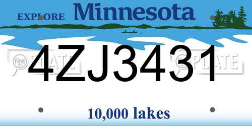 4ZJ3431 Minnesota License Plate
